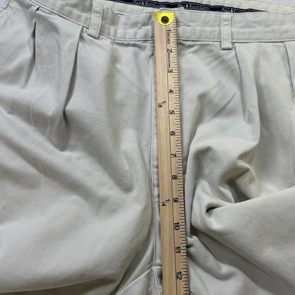Vintage Polo Ralph Lauren Tyler Short Mens 34 Khaki Tan Pleated Classic Chino